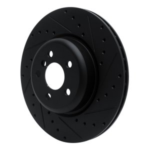 BMW 330e Brake Rotor (1) - Rear Right - R1 Concepts - Drilled & Slotted - Black - `16-`25